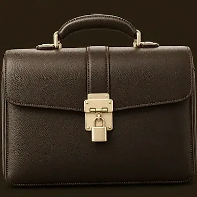 Locked leather briefcase — Spinfever